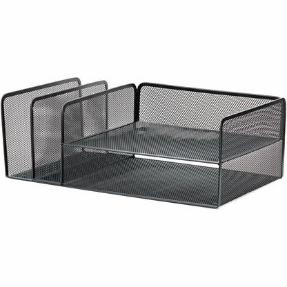Lorell 4-Tier File Organizer - 4 Tier(s) - Horizontal/VerticalDesktop - Black - Steel Mesh - 1 Each