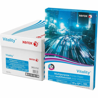 Xerox Vitality Multipurpose Printer Paper - 92 Brightness - 11" x 17" - 20 lb Basis Weight - 75 g/m² Grammage - 5 / Carton - 500 Sheets per Ream - ColorLok Technology, Jam-free, Plain - White