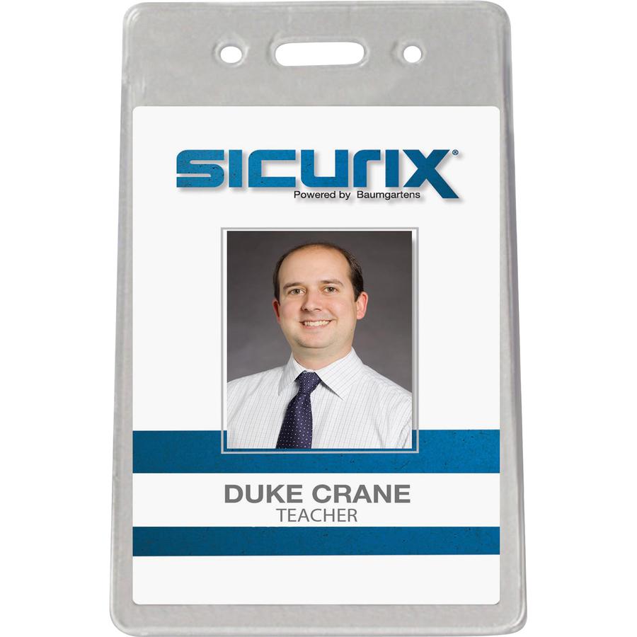 SICURIX Proximity Badge Holder - Support 2.37" x 3.50" Media - Vertical - Vinyl - 50 / Pack - Clear