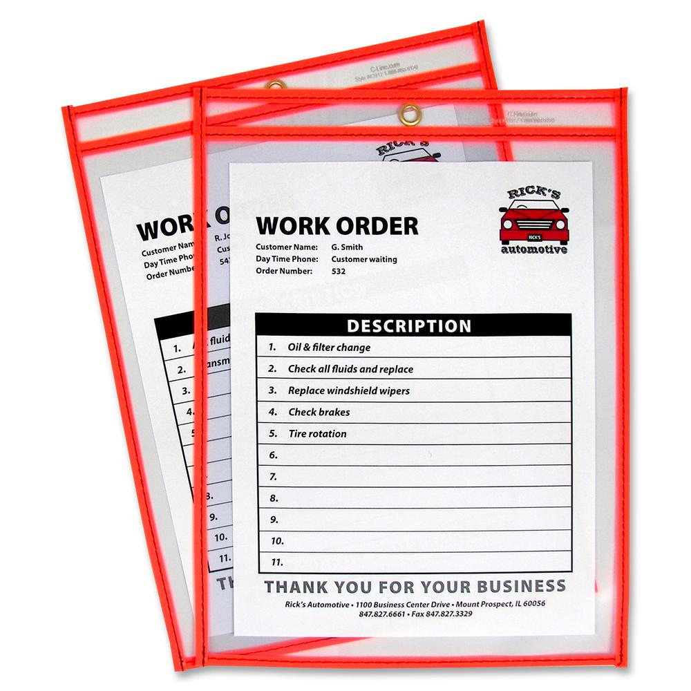 C-Line Neon Shop Ticket Holders, Stitched - Orange, Both Sides Clear, 9 x 12, 15EA/BX, 43912