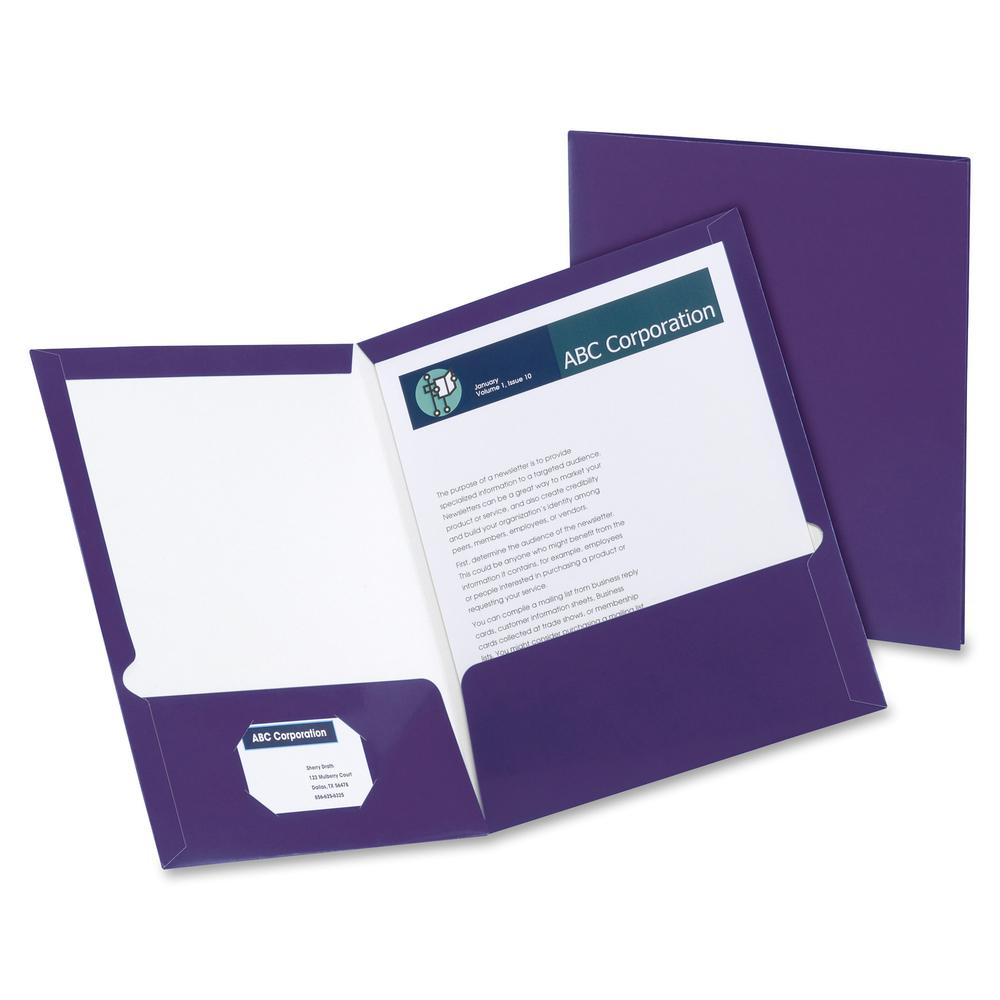 Oxford Letter Pocket Folder - 8 1/2" x 11" - 100 Sheet Capacity - 2 Pocket(s) - Purple - 25 / Box