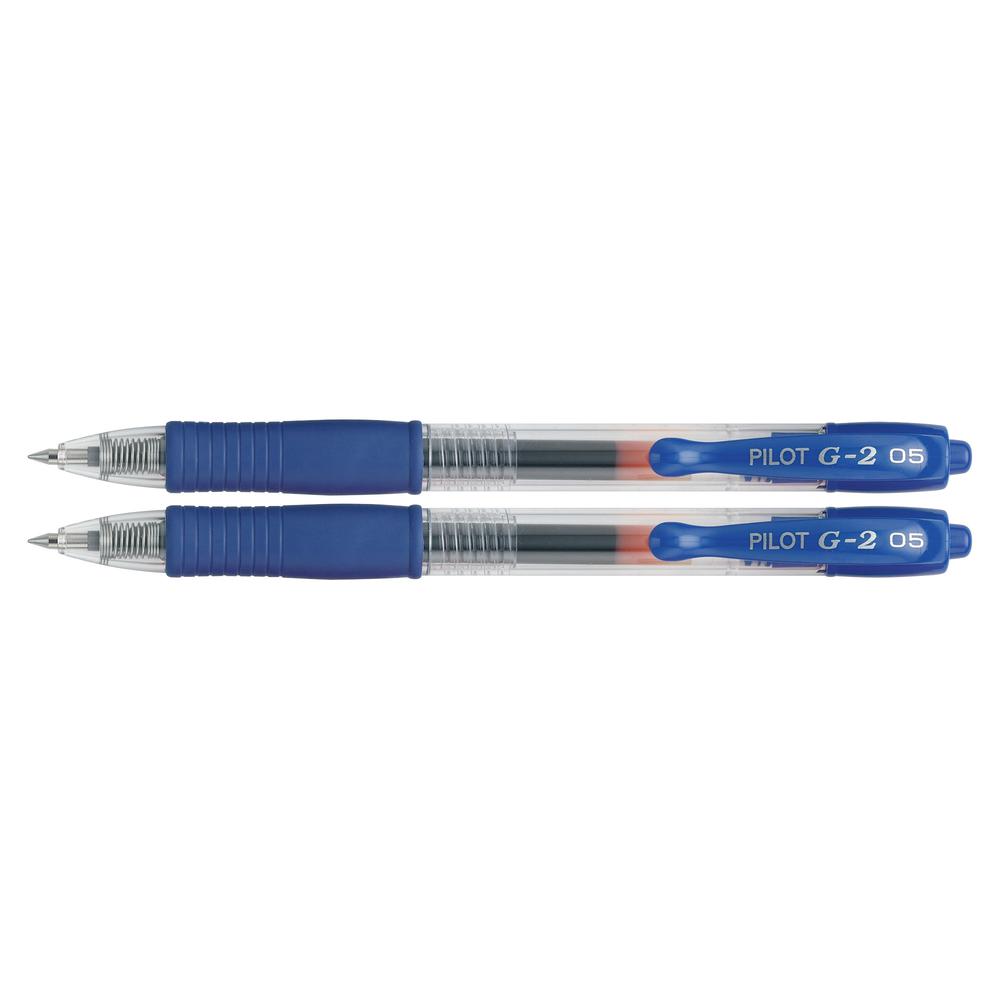 Pilot G2 Retractable Gel Ink Rollerball Pens - Fine Pen Point - 0.5 mm Pen Point Size - Refillable - Retractable - Blue Gel-based Ink - 2 / Pack