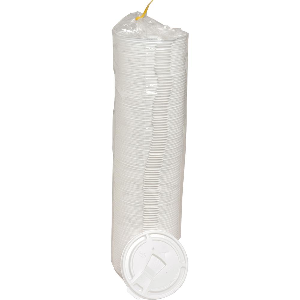 Genuine Joe 12oz-24oz Hot/Cold Foam Cup Lids - 10 / Carton - 100.0 Per Pack - White