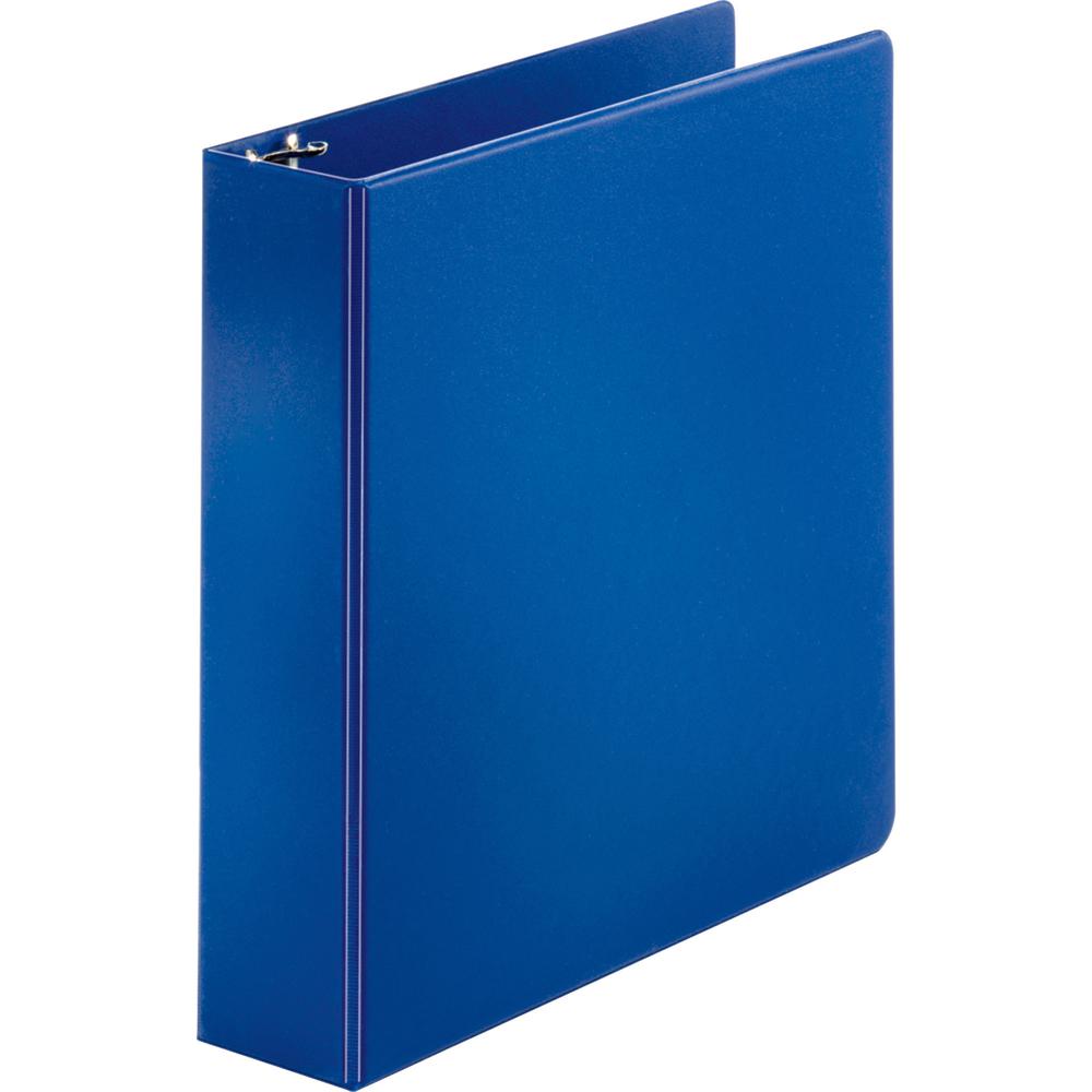 Business Source Basic Round Ring Binders - 2" Binder Capacity - Letter - 8 1/2" x 11" Sheet Size - Round Ring Fastener(s) - Vinyl - Dark Blue - 1.52 lb - 1 Each