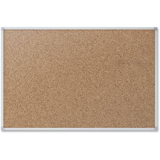 Mead Classic Cork Bulletin Board - 24" Height x 18" Width - Natural Cork Surface - Self-healing - Silver Aluminum Frame - 1 Each
