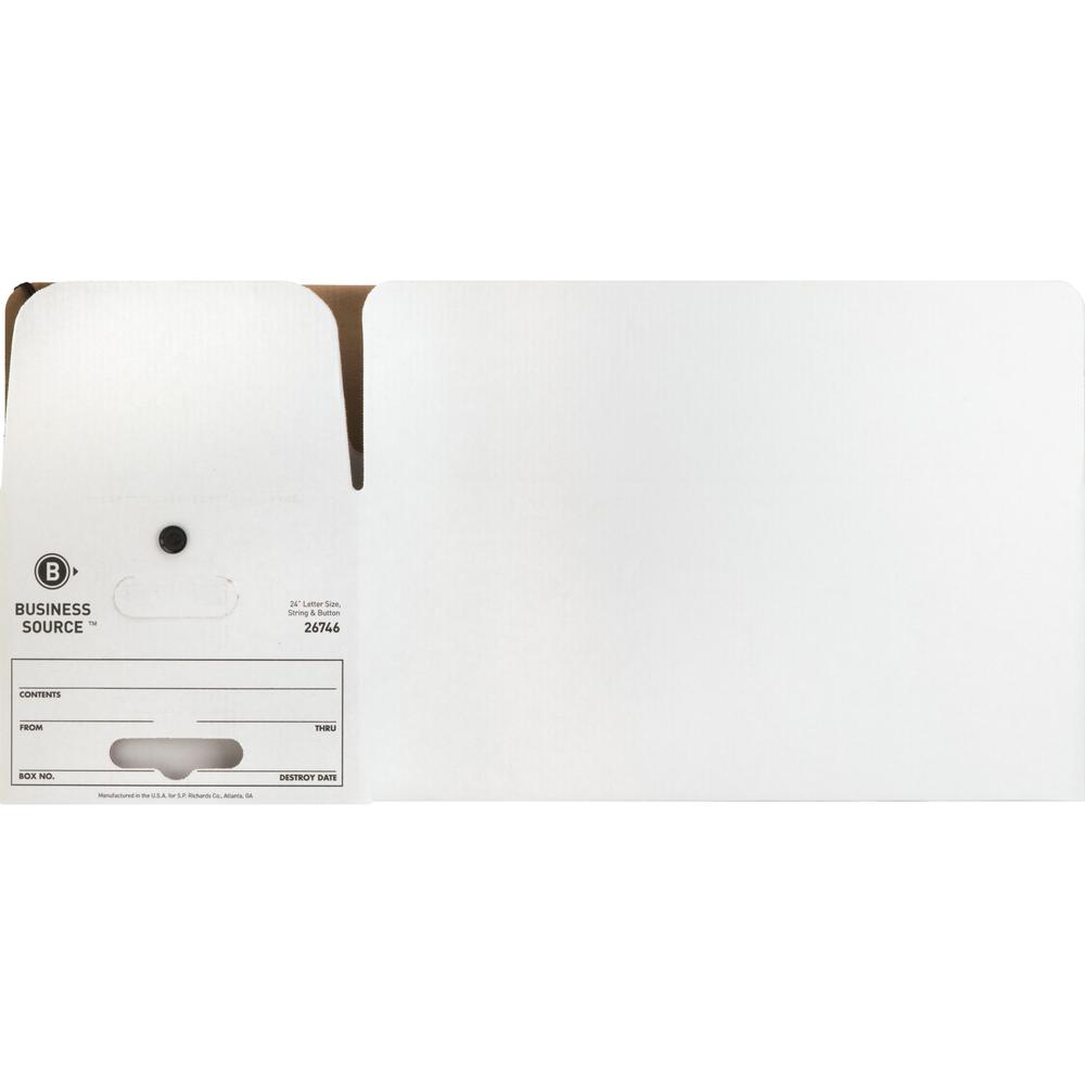 Business Source Medium Duty Letter Size Storage Box - Internal Dimensions: 12" Width x 24" Depth x 10" Height - External Dimensions: 12.3" Width x 24.1" Depth x 10.8" Height - Media Size Supported: Le