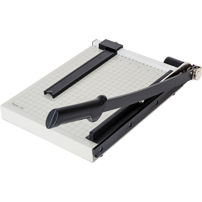 Dahle NA Vantage Guillotine Paper Trimmer - 15 Sheet Cutting Capacity - 12" Cutting Length - Sturdy, Spring-action Handle, Adjustable Back Stop, Alignment Grid - Metal - Gray - 10.3" Length - 1 / Cart