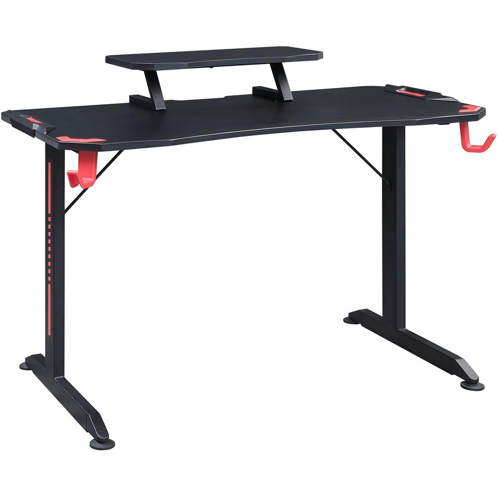 Lorell Gaming Desk - Powder Coated Base - 127 lb Capacity - 36" Height x 48" Width x 26" Depth - Assembly Required - Black - Medium Density Fiberboard (MDF), Polyvinyl Chloride (PVC), Melamine, Carbon