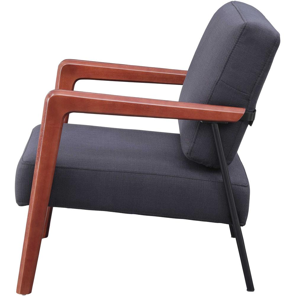 Lorell Upholstered Rubber Wood Lounge Chair - Black Fabric Seat - Fabric Back - Black - 1 Each