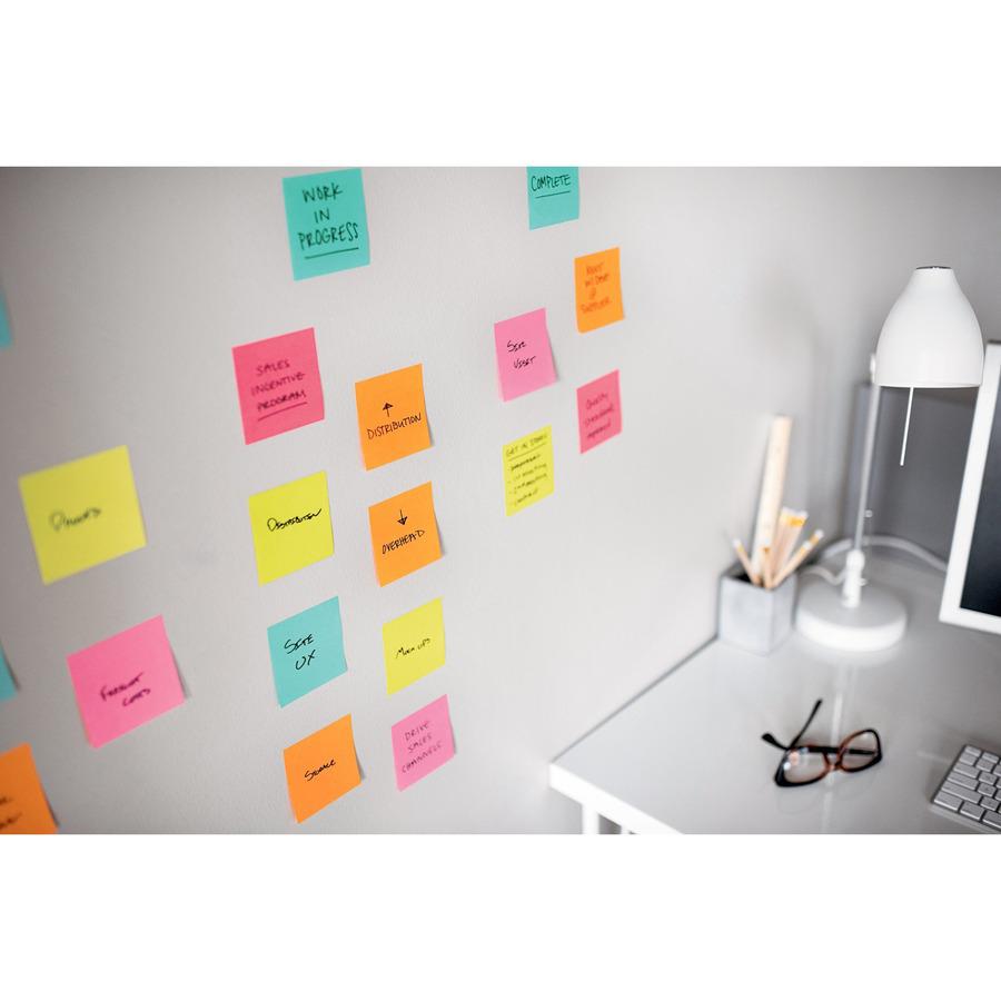 Post-it&reg; Super Sticky Dispenser Notes - Supernova Neons Color Collection - 3" x 3" - Square - 90 Sheets per Pad - Aqua Splash, Acid Lime, Guava - Paper - Super Sticky, Adhesive, Recyclable, Pop-up