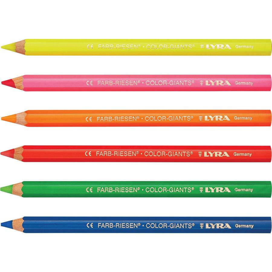 Lyra Color Giant Pencils - 6.3 mm Lead Diameter - Assorted Neon Lead - 1 Each