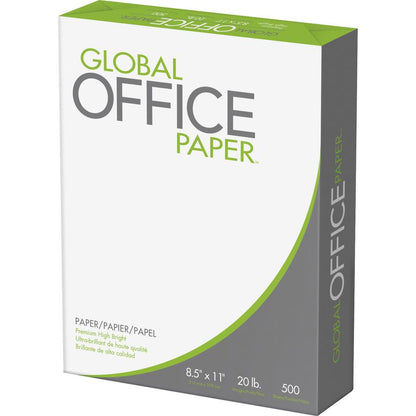 Global Office Premium Multipurpose Paper - White - 96 Brightness - Letter - 8 1/2" x 11" - 20 lb Basis Weight - 10 / Carton - 500 Sheets per Ream - White