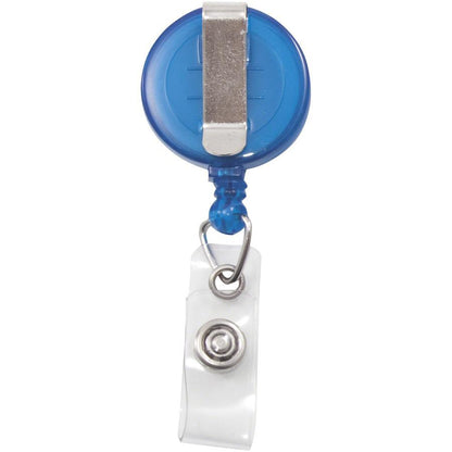 Advantus Translucent Retractable ID Card Reel with Snaps - Vinyl, Nylon, Metal - 12 / Pack - Translucent Blue, Clear