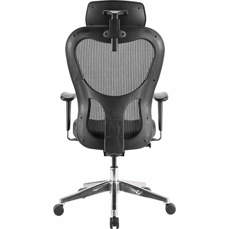 Lorell Elevate Mesh High-Back Executive Office Chair - Black Leather Seat - Aluminum Frame - 5-star Base - 1 Each