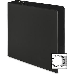 Business Source Basic Round-ring Binder - 3" Binder Capacity - Letter - 8 1/2" x 11" Sheet Size - 3 x Round Ring Fastener(s) - Inside Front & Back Pocket(s) - Vinyl - Black - 1.20 lb - Exposed Rivet,