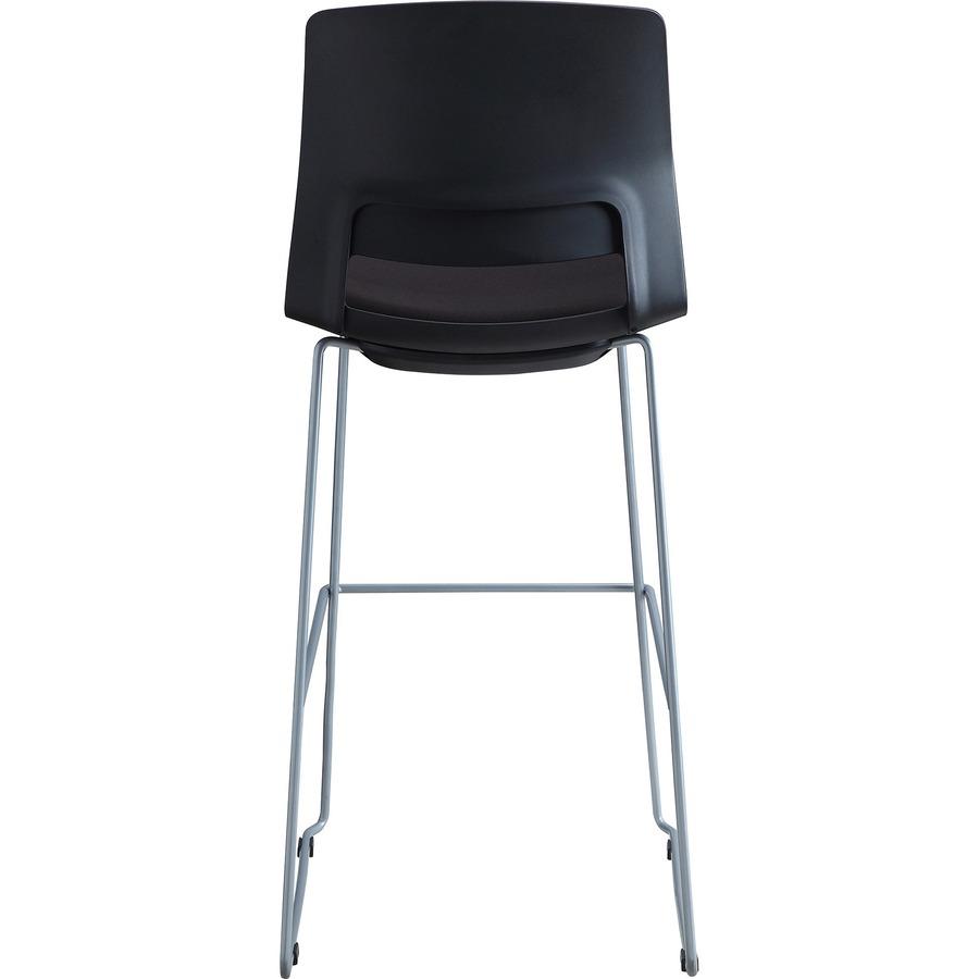 Lorell Arctic Series Bar Stools - Black Fabric, Foam Seat - Black Back - 2 / Carton