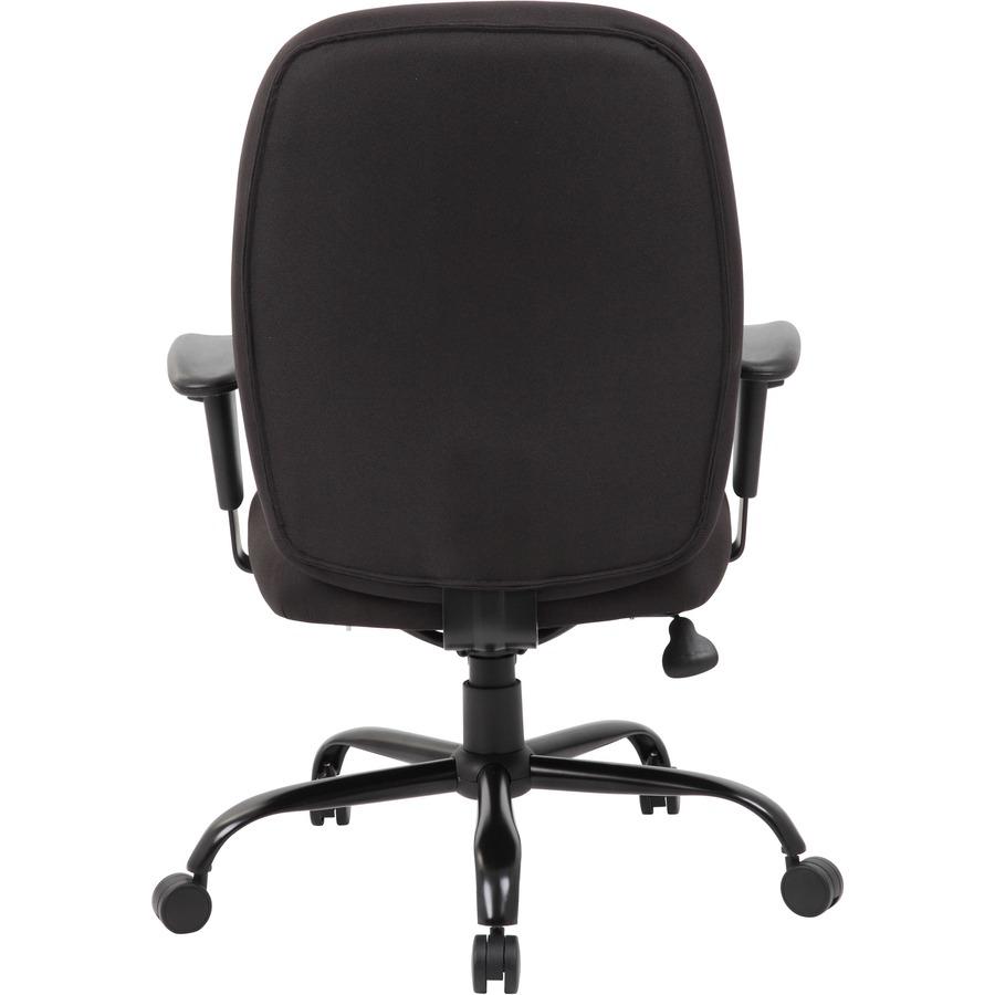 Boss Heavy Duty Task Chair- 400 lbs - Black Crepe Fabric Seat - Black Crepe Fabric Back - Black Frame - 5-star Base - Armrest - 1 Each