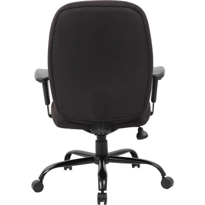 Boss Heavy Duty Task Chair- 400 lbs - Black Crepe Fabric Seat - Black Crepe Fabric Back - Black Frame - 5-star Base - Armrest - 1 Each