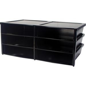 Storex Quick Stack 6-sorter Organizer - 500 x Sheet - 6 Compartment(s) - Compartment Size 8.75" x 11.50" x 2" - 8.7" Height x 13.6" Width20.5" Length - Black - Plastic - 1 Each