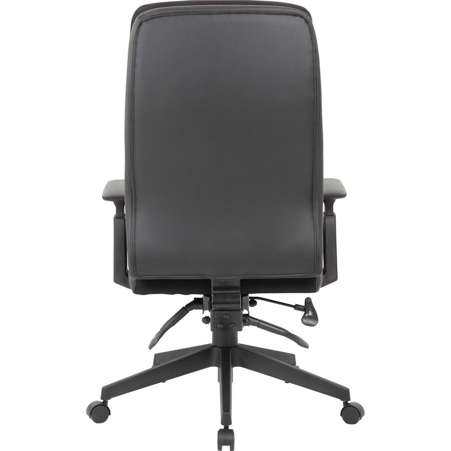 Lorell Soft High-back Executive Office Chair - Black Vinyl Seat - Black Vinyl Back - Black Frame - High Back - 5-star Base - Armrest - 1 Each