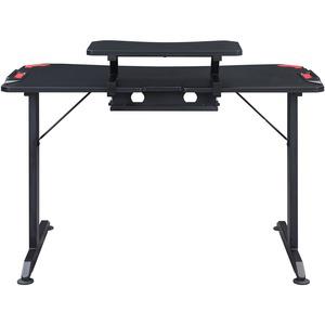Lorell Gaming Desk - Powder Coated Base - 127 lb Capacity - 36" Height x 48" Width x 26" Depth - Assembly Required - Black - Medium Density Fiberboard (MDF), Polyvinyl Chloride (PVC), Melamine, Carbon