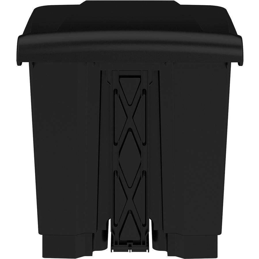 Safco Plastic Step-on Waste Receptacle - 8 gal Capacity - Easy to Clean, Foot Pedal, Lightweight - 17.3" Height x 16" Width x 16" Depth - Plastic - Black - 1 Carton