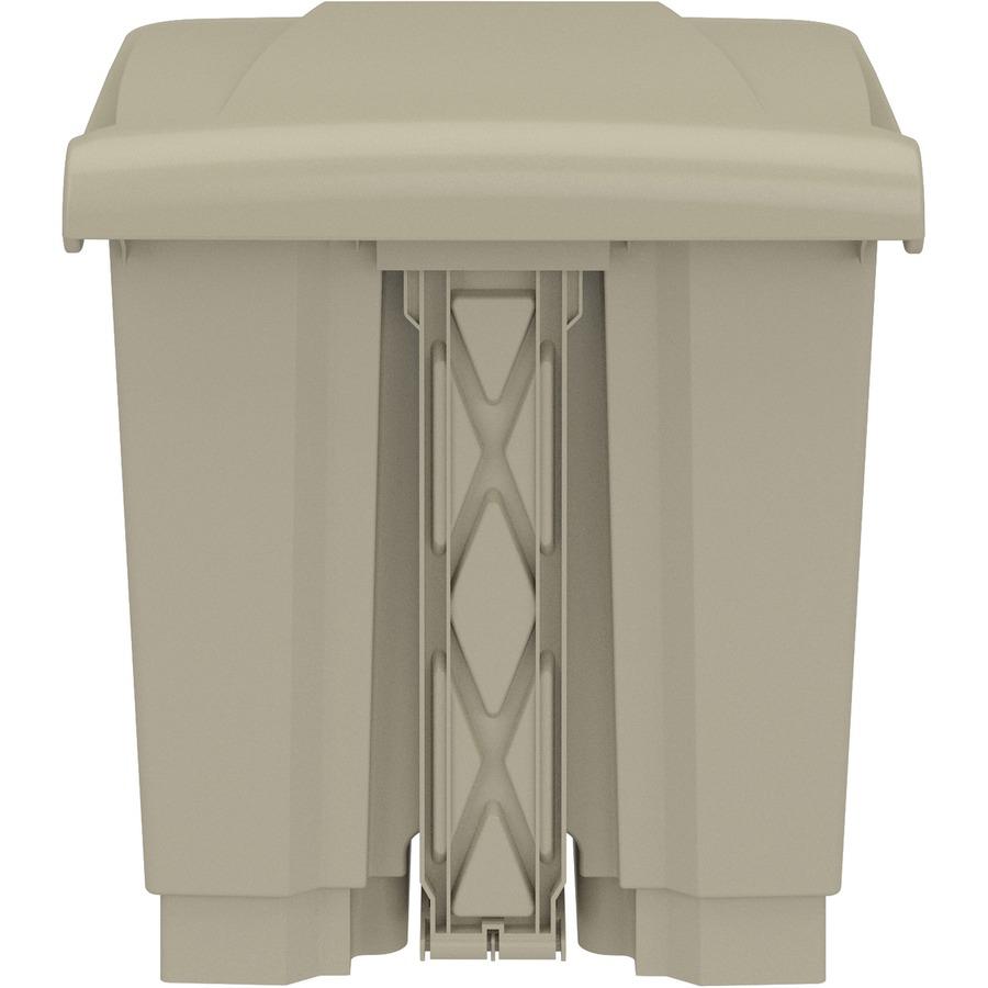Safco Plastic Step-on Waste Receptacle - 8 gal Capacity - Easy to Clean, Foot Pedal, Lightweight - 17.3" Height x 16" Width x 16" Depth - Plastic - Tan - 1 Carton
