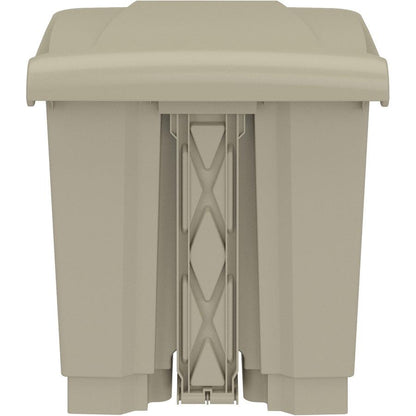 Safco Plastic Step-on Waste Receptacle - 8 gal Capacity - Easy to Clean, Foot Pedal, Lightweight - 17.3" Height x 16" Width x 16" Depth - Plastic - Tan - 1 Carton