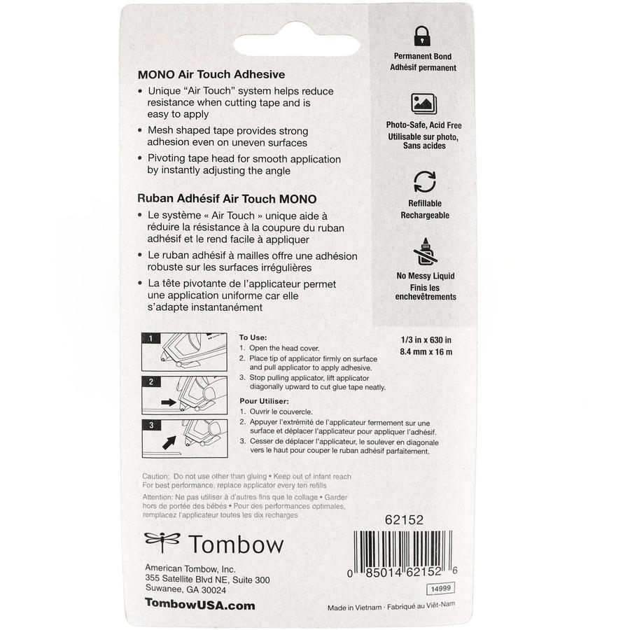 Tombow Mono Air Touch Power Net Tape Dispenser - 17.50 yd Length x 0.33" Width - Dispenser Included - 1 Each