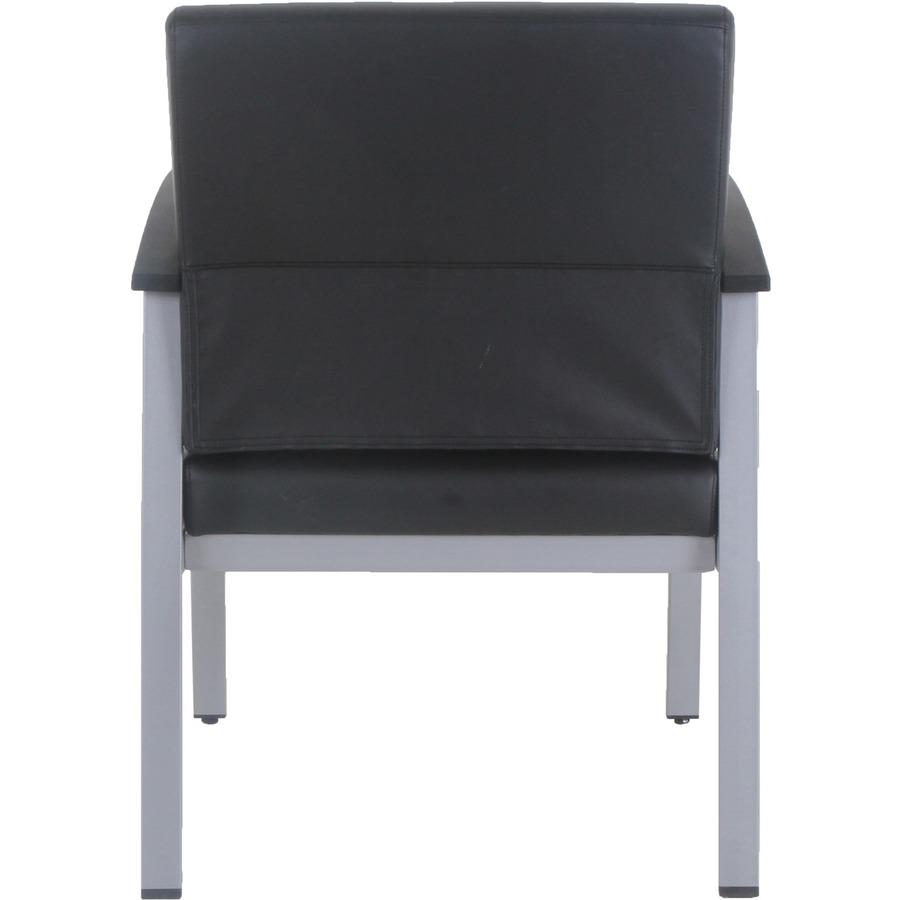 Lorell Mid-Back Healthcare Guest Chair - Vinyl Seat - Vinyl Back - Powder Coated Silver Steel Frame - Mid Back - Four-legged Base - Black - Armrest - 1 Each