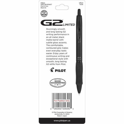Pilot Ballpoint Pen - Fine Pen Point - Refillable - Black Gel-based Ink - Matte Black Barrel - 1