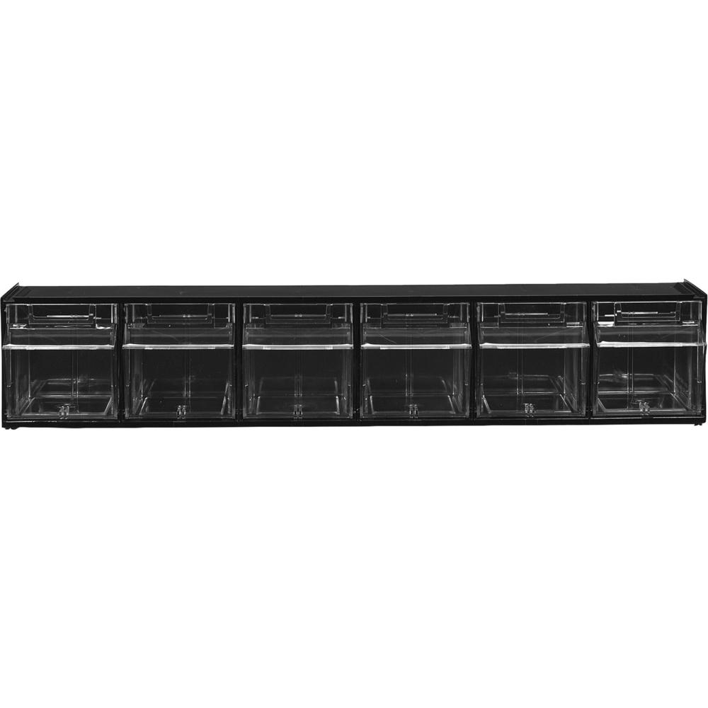 Deflecto Tilt Bin Interlocking Multi-Bin Storage Organizer - 6 Compartment(s) - 4.5" Height x 23.6" Width x 3.6" DepthDesktop, Desktop - Interlockable - Black - Plastic - 1 Each