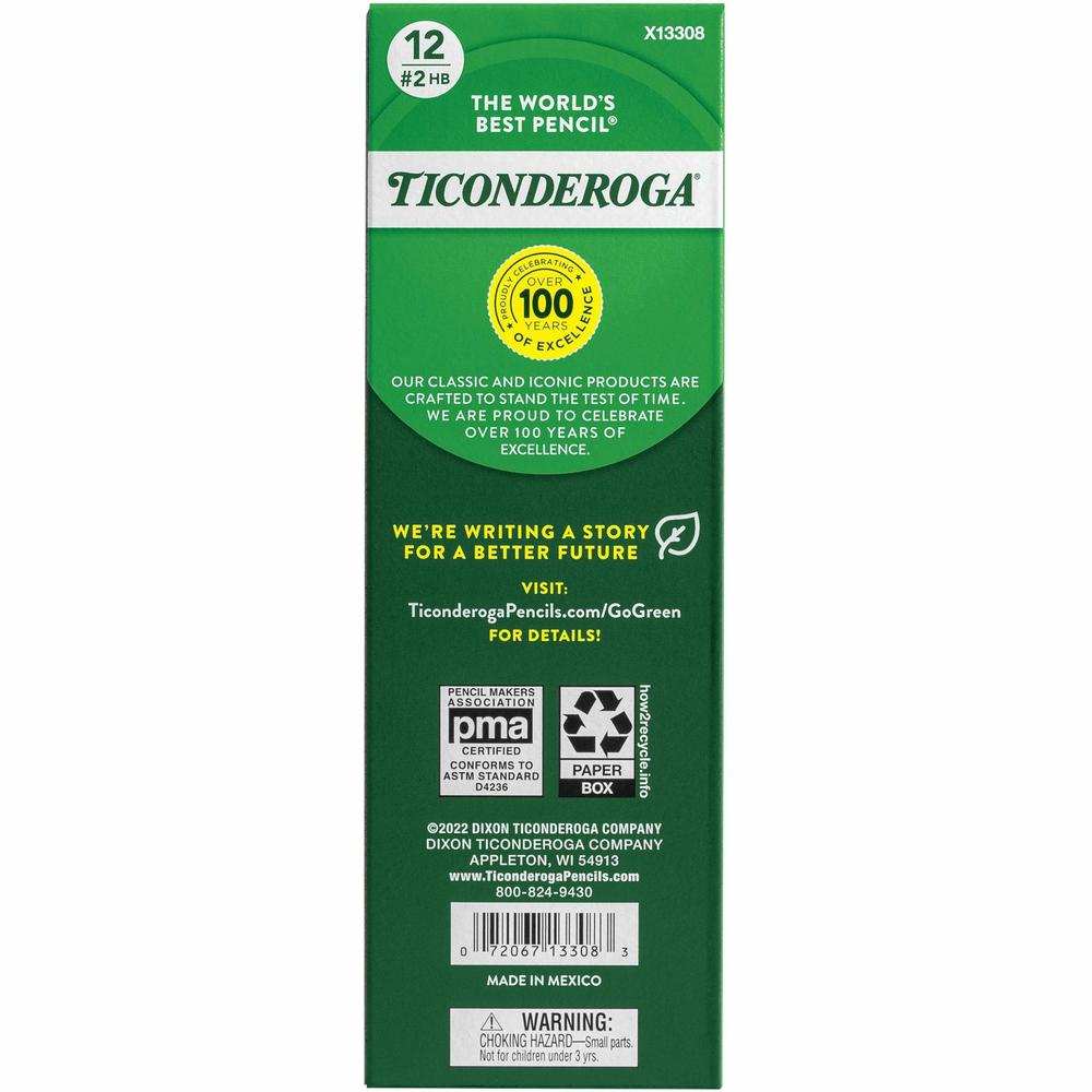 Ticonderoga Beginner No. 2 Pencils with Erasers - #2 Lead - Yellow Barrel - 1 Dozen