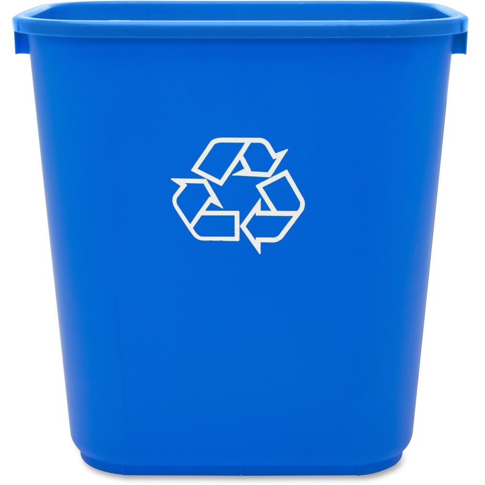 Genuine Joe 28-1/2 Quart Recycle Wastebasket - 7.13 gal Capacity - Rectangular - 15" Height x 14.5" Width x 10.5" Depth - Blue, White - 1 Each