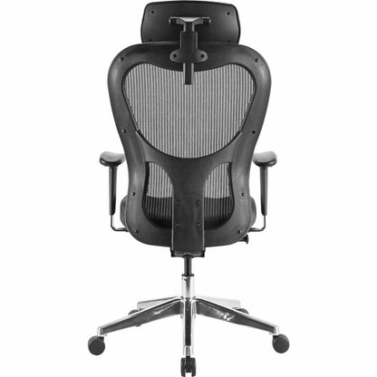 Lorell Elevate Mesh High-Back Executive Office Chair - Black Leather Seat - Aluminum Frame - 5-star Base - 1 Each