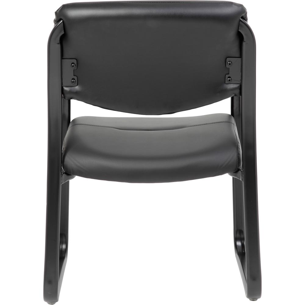 Boss Guest Chair - Black LeatherPlus Seat - Black Steel Frame - Sled Base - 1 Each