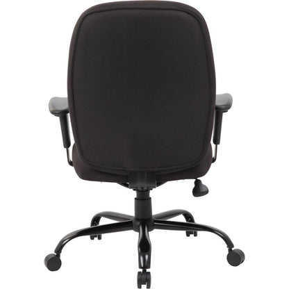 Boss Heavy Duty Task Chair- 400 lbs - Black Crepe Fabric Seat - Black Crepe Fabric Back - Black Frame - 5-star Base - Armrest - 1 Each