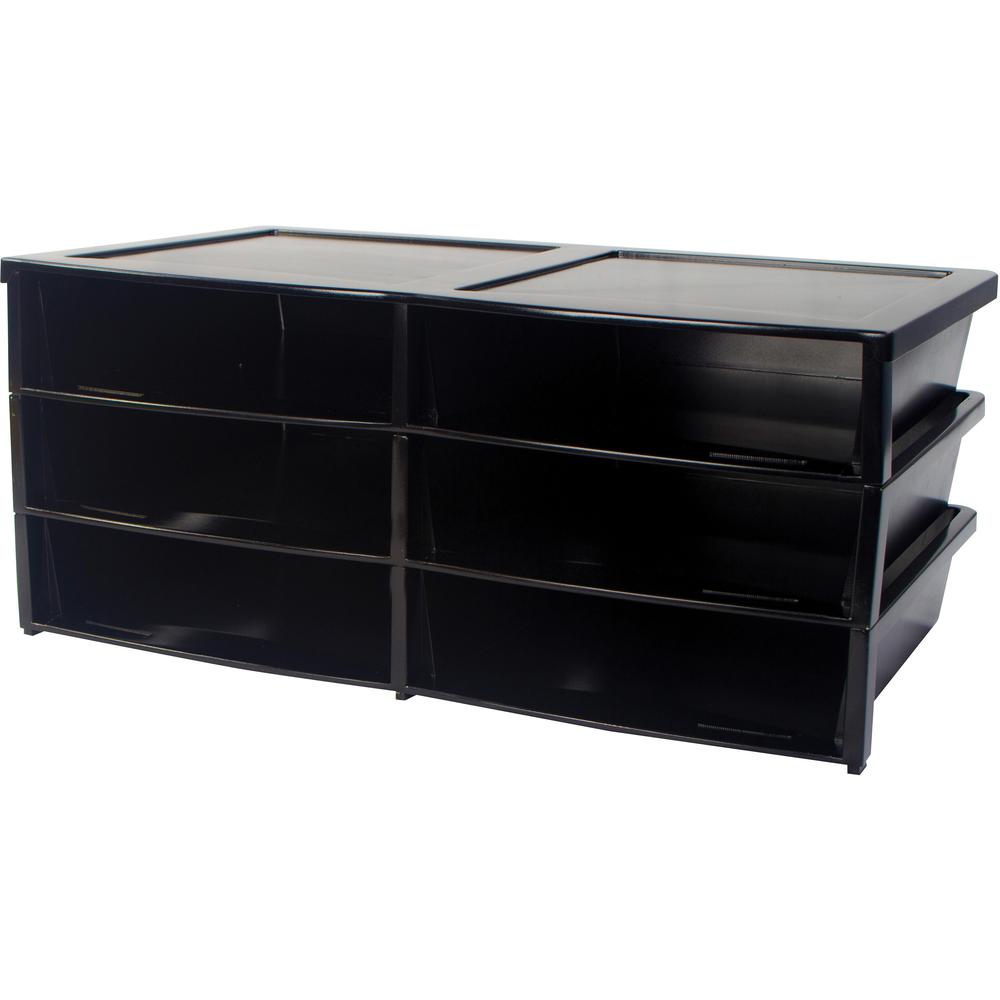 Storex Quick Stack 6-sorter Organizer - 500 x Sheet - 6 Compartment(s) - Compartment Size 8.75" x 11.50" x 2" - 8.7" Height x 13.6" Width20.5" Length - Black - Plastic - 1 Each
