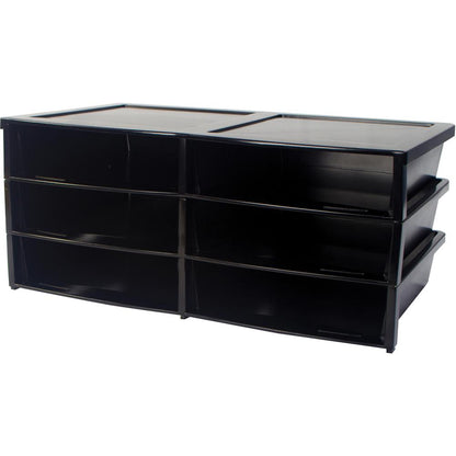 Storex Quick Stack 6-sorter Organizer - 500 x Sheet - 6 Compartment(s) - Compartment Size 8.75" x 11.50" x 2" - 8.7" Height x 13.6" Width20.5" Length - Black - Plastic - 1 Each