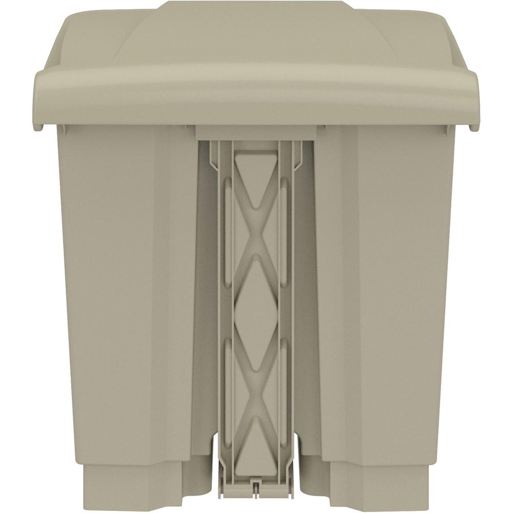Safco Plastic Step-on Waste Receptacle - 8 gal Capacity - Easy to Clean, Foot Pedal, Lightweight - 17.3" Height x 16" Width x 16" Depth - Plastic - Tan - 1 Carton