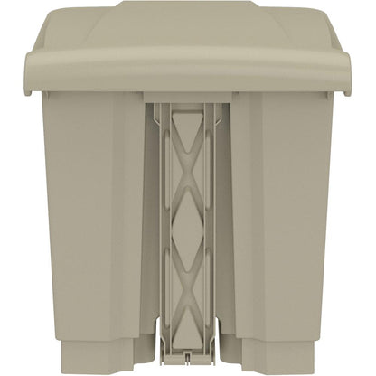 Safco Plastic Step-on Waste Receptacle - 8 gal Capacity - Easy to Clean, Foot Pedal, Lightweight - 17.3" Height x 16" Width x 16" Depth - Plastic - Tan - 1 Carton