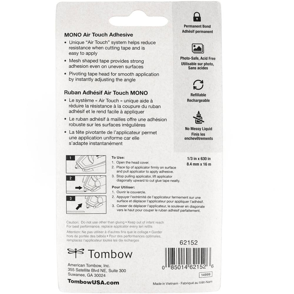 Tombow Mono Air Touch Power Net Tape Dispenser - 17.50 yd Length x 0.33" Width - Dispenser Included - 1 Each