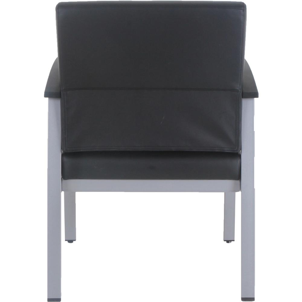 Lorell Mid-Back Healthcare Guest Chair - Vinyl Seat - Vinyl Back - Powder Coated Silver Steel Frame - Mid Back - Four-legged Base - Black - Armrest - 1 Each
