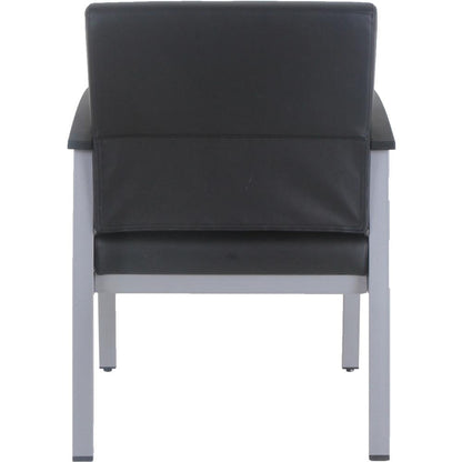 Lorell Mid-Back Healthcare Guest Chair - Vinyl Seat - Vinyl Back - Powder Coated Silver Steel Frame - Mid Back - Four-legged Base - Black - Armrest - 1 Each