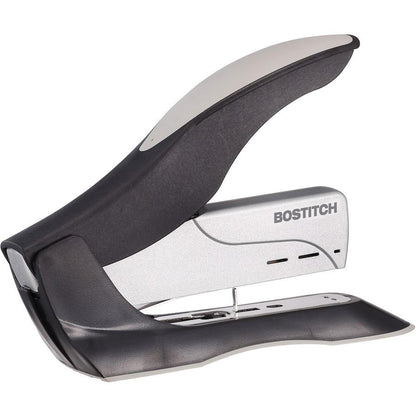 Bostitch Spring-Powered Antimicrobial Heavy Duty Stapler - 100 Sheets Capacity - 210 Staple Capacity - Full Strip - 1/2" Staple Size - 1 Each - Black, Gray