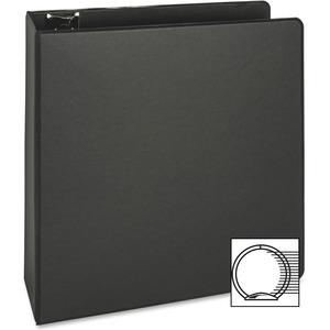 Business Source Basic Round-ring Binder - 3" Binder Capacity - Letter - 8 1/2" x 11" Sheet Size - 3 x Round Ring Fastener(s) - Inside Front & Back Pocket(s) - Vinyl - Black - 1.20 lb - Exposed Rivet,