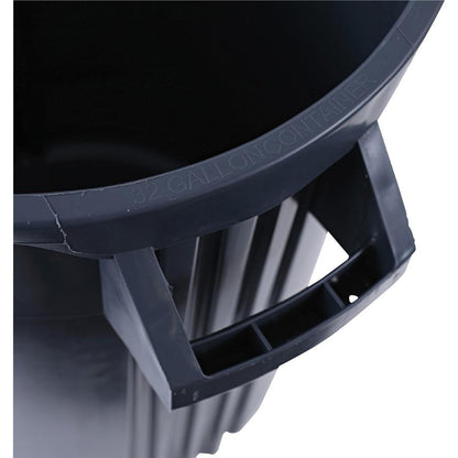 Genuine Joe Heavy-Duty Trash Container - 32 gal Capacity - Side Handle, Venting Channel - Plastic - Gray - 6 / Carton