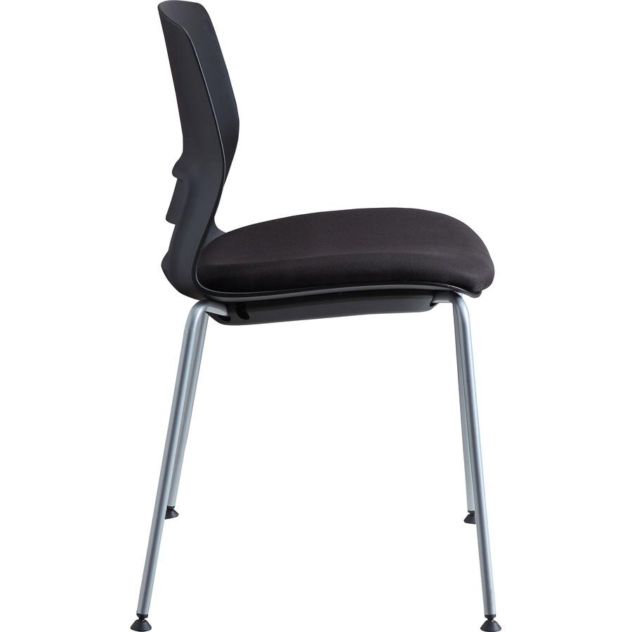 Lorell Arctic Series Stack Chairs - Black Foam, Fabric Seat - Black Back - Four-legged Base - 2 / Carton