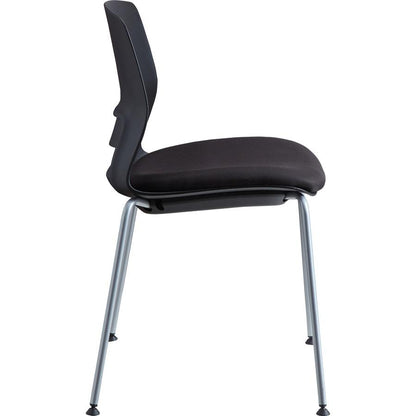 Lorell Arctic Series Stack Chairs - Black Foam, Fabric Seat - Black Back - Four-legged Base - 2 / Carton