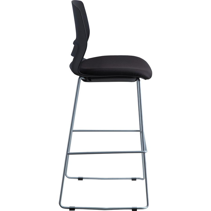 Lorell Arctic Series Bar Stools - Black Fabric, Foam Seat - Black Back - 2 / Carton